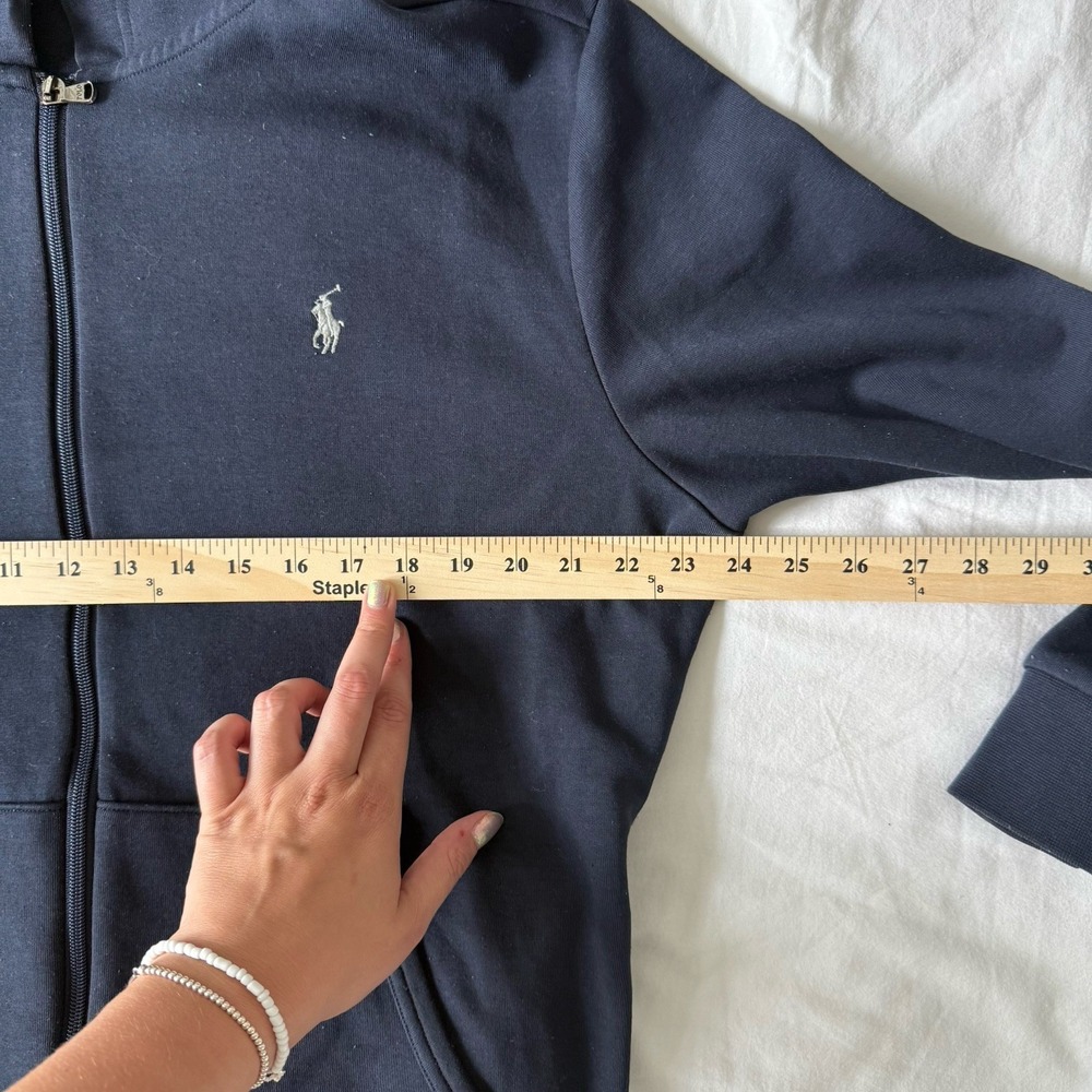 Polo Ralph Lauren Mens L double-knit full zip hoodie navy blue tech jacket pony - Picture 5 of 6
